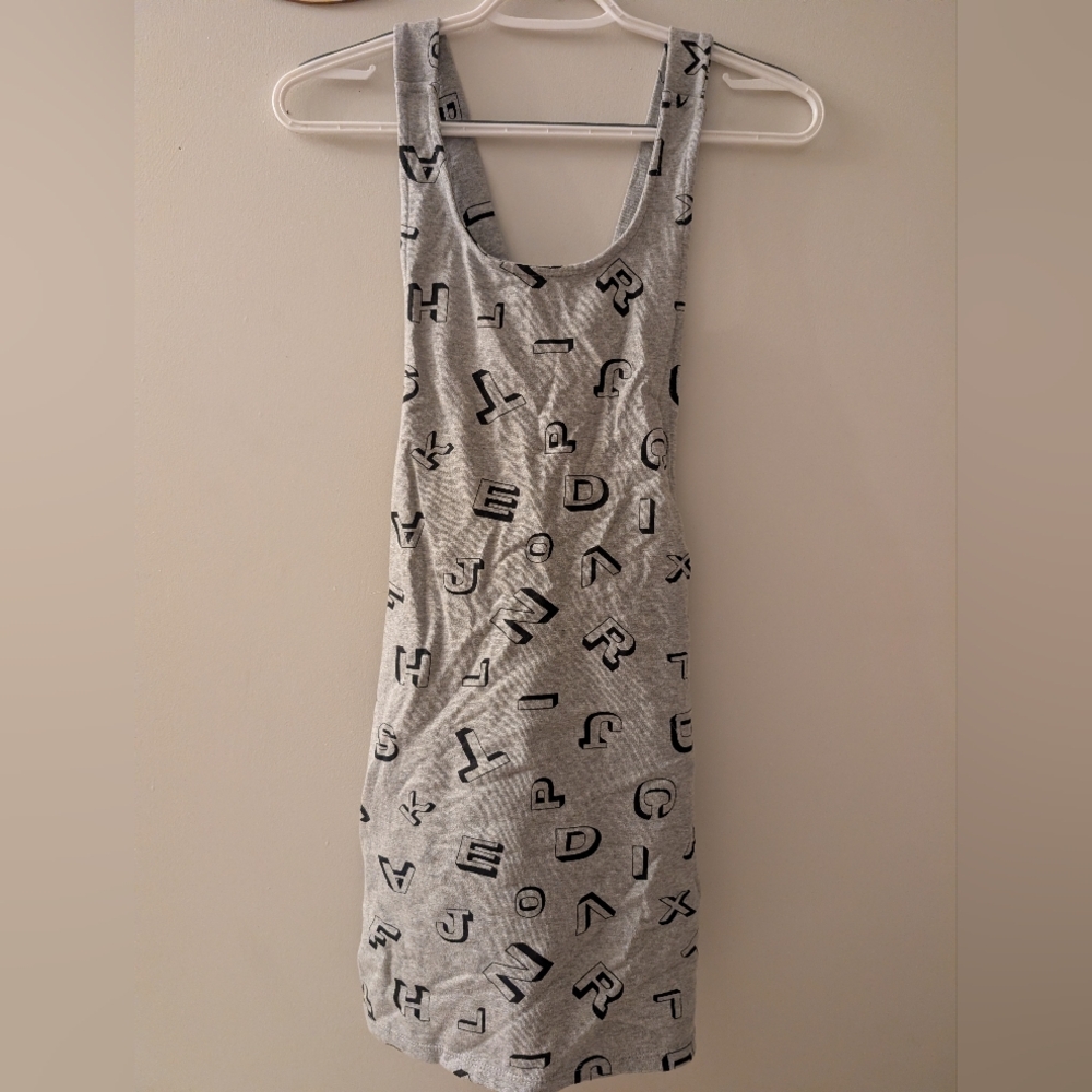 FOREVER 21 Alphabet Pattern Grey Jumper Dress